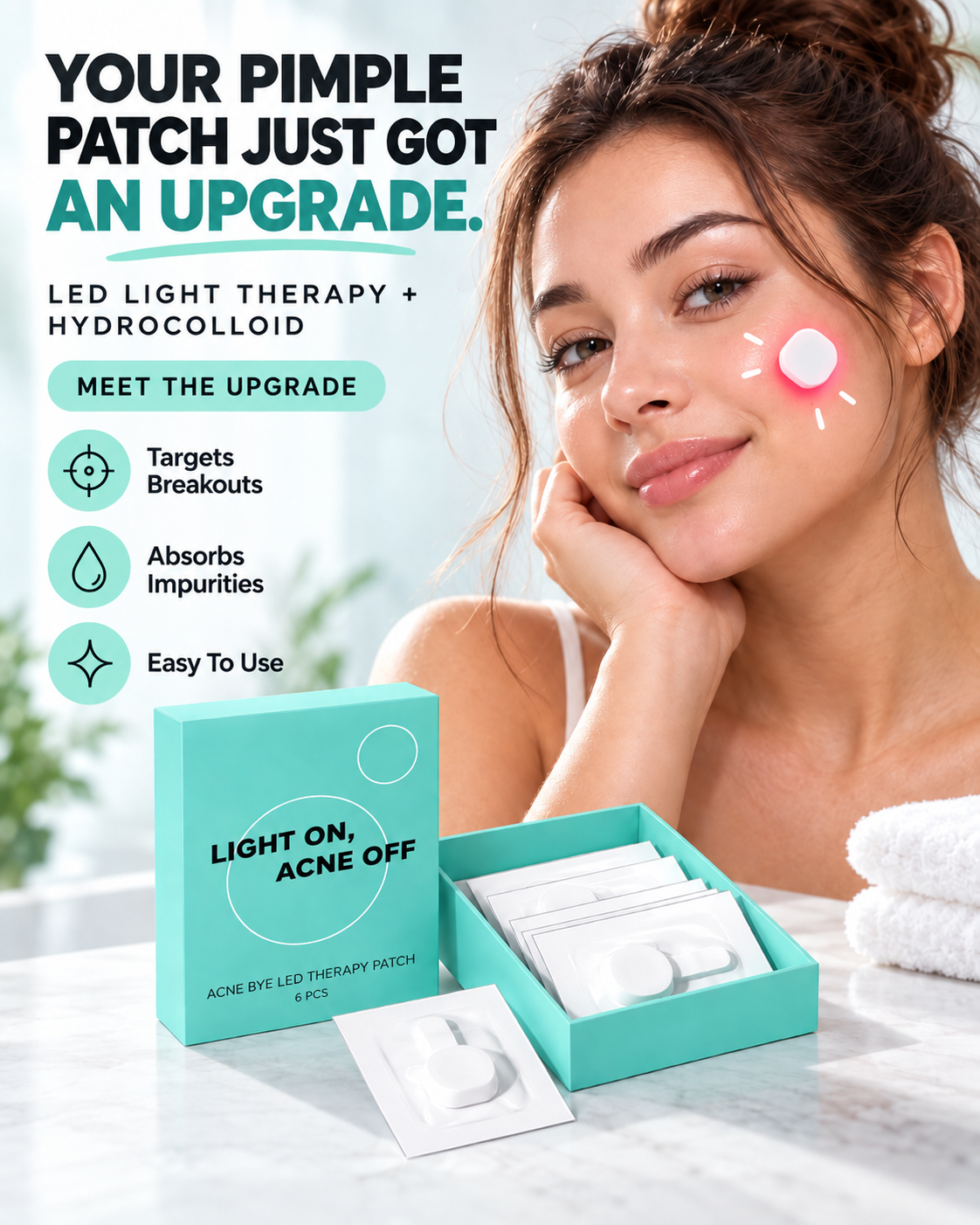 LumaDot LED light therapy acne patch device